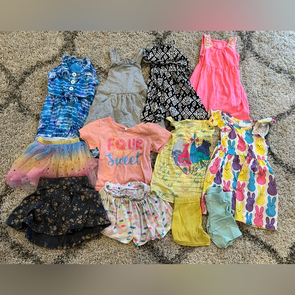 4T Toddler Girls - Bundle of 12 spring & summer- Dresses, Tops & Bottoms